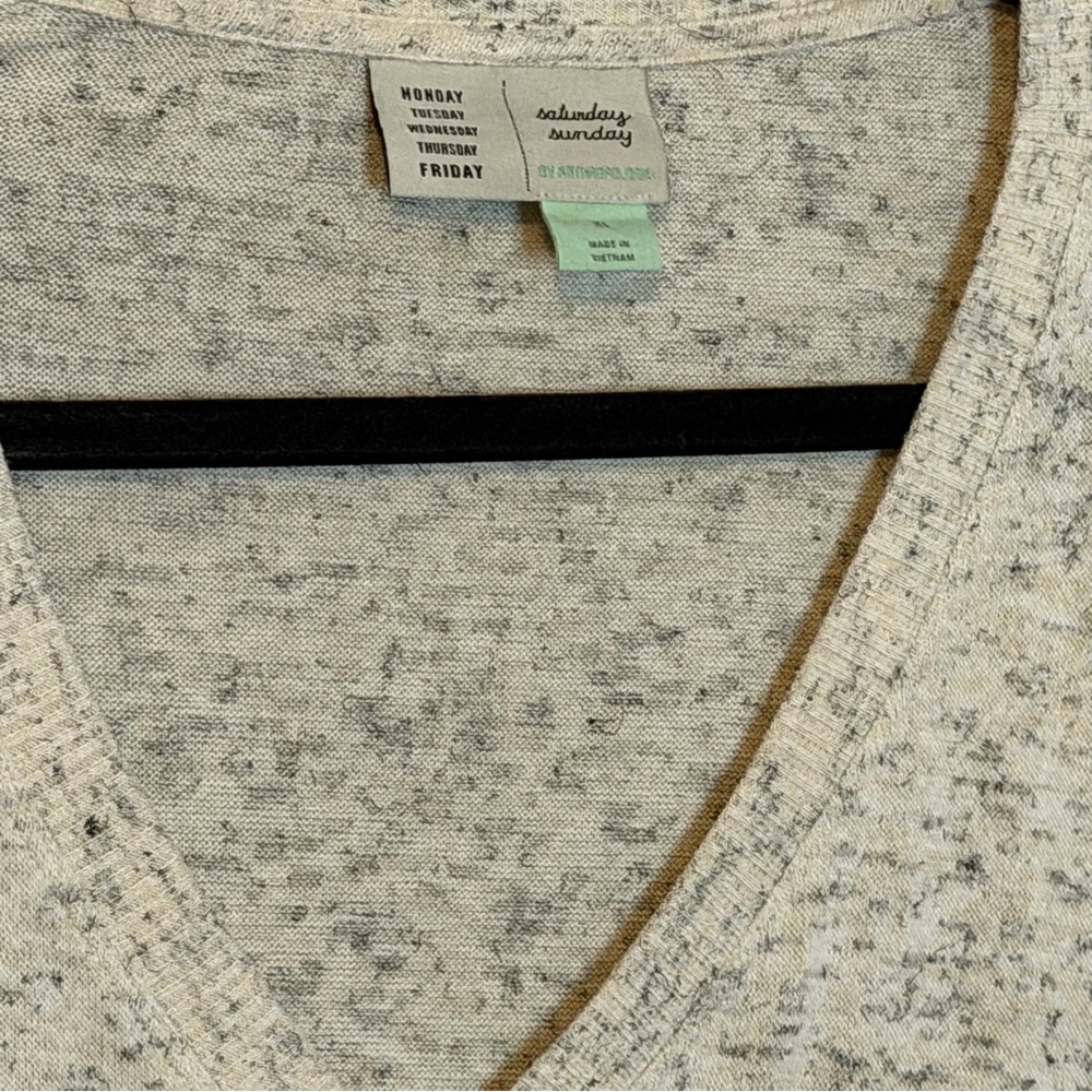 Anthro V-Neck Sweater in Oatmeal - Picture 2 of 4